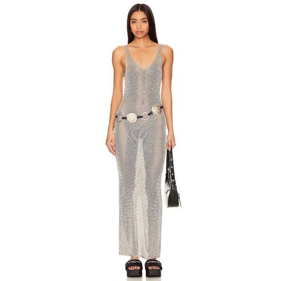 superdown Dresses & Skirts - superdown Egon Maxi Dress in Gold New Womens Long Metallic Knit